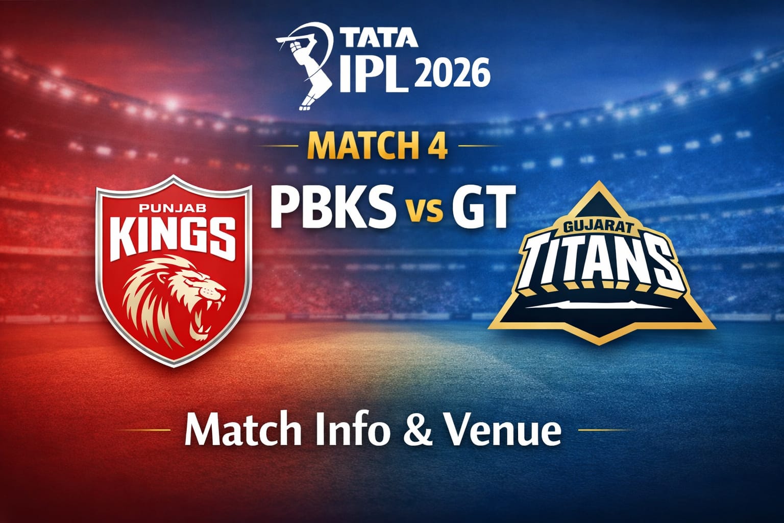 TATA IPL 2026 Match 4 PBKS vs GT