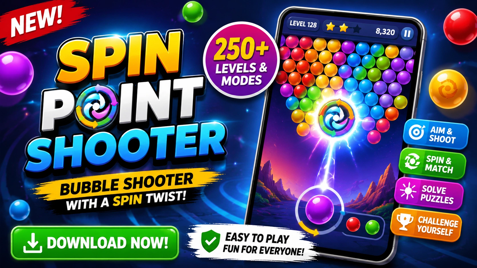 Spin Point Shooter: New Bubble Shooter Game